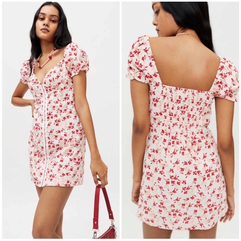 NEW Urban Outfitters Britney Hook & Eye Mini Dress in Pink Rose - XS